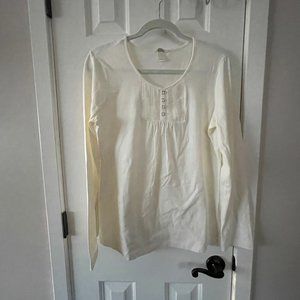 Christopher and Banks Cream Long Sleeved Blouse Size Large